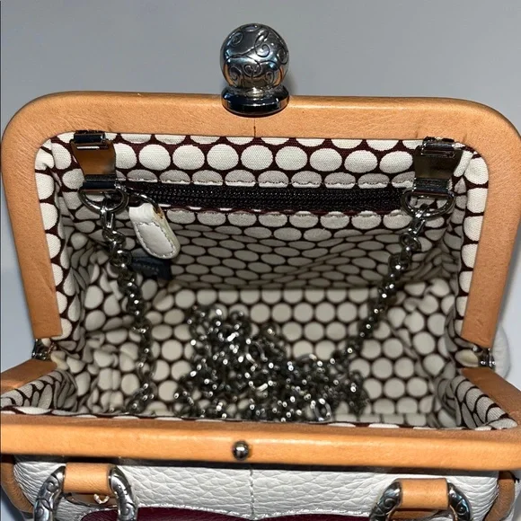 Like New Brighton Mini Heart Leather Kisslock Crossbody Purse (white and pink) - Picture 16 of 16